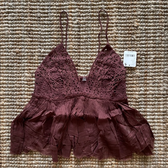 NEW Free People One Carrie Top In Java Brown - Picture 9 of 13